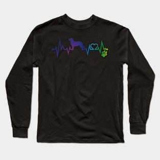 StabyHound  Colorful Heartbeat, Heart & Dog Paw Long Sleeve T-Shirt